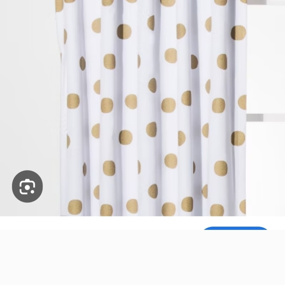 Copy - Set Of 2 White and Gold Polka Dot Curtain